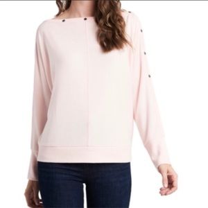 🔴 736 NWT Vince Camuto Button Shoulder Sweater Top. SzS